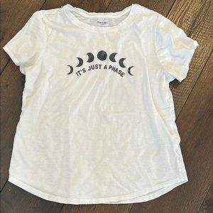 Old Navy White Short Sleeve Tee with Moon Phases
